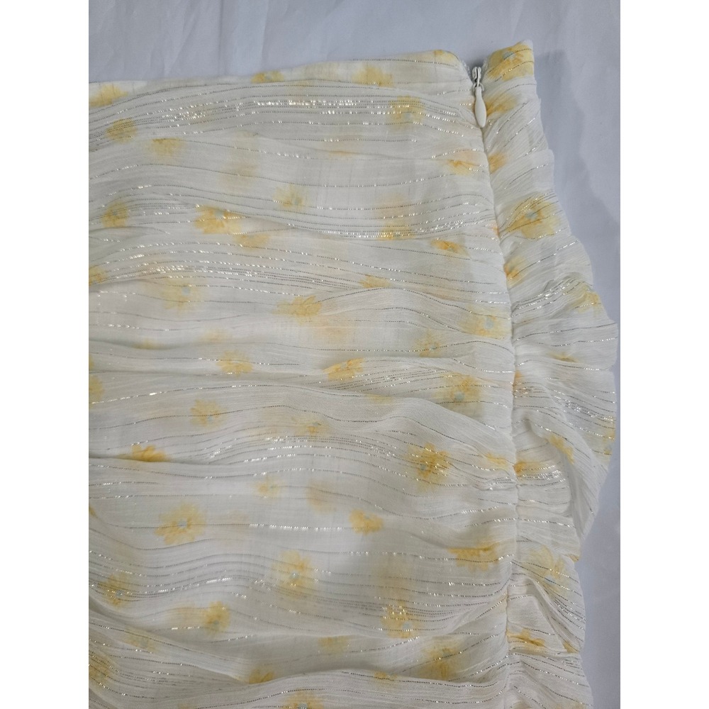 Forever 21 Floral Mini Skirt Lot of 2 Ruched Ruffle White Yellow Blue Large NWT - Picture 5 of 16